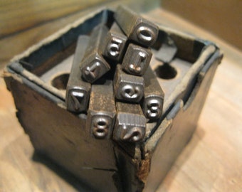1/4 Inch Steel Die Number Punch Set-Steel Number Stamp-Metal Number Stamps-Vintage Henry Hanson