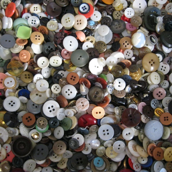 Reserved for tlbearlvr-Button Collection-Vintage Buttons-Old Buttons-Bulk Buttons-Antique Sewing Supplies-Vintage Jar Filler-Retro Buttons