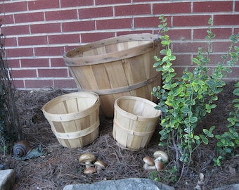 Orchard Baskets-3 Bushel Basket-Farmers Apple Baskets-Split Wood Basket-Wooden Garden Basket-Fall Autumn Home Decor-Bushel Apple Baskets