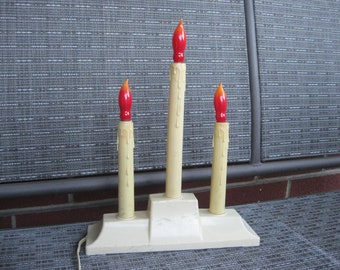Christmas Window Candelabra-Electric Candles-Window Lights-Candelier-Plastic 3 Candle Electric Light-Mantle Candle-Christmas Candle