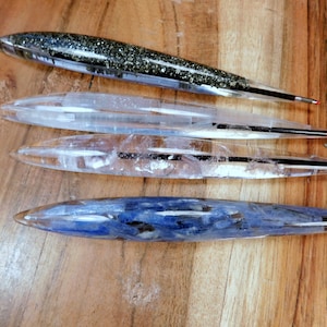 Manifestation Crystal Resin Pens! Choose Selenite, Kyanite, Pyrite, Shungite, Labradorite, Tiger Eye, Blue Quartz , Rose Quartz, Moonstone