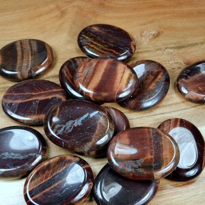 Red Tiger Eye Worry Stone Pocket Crystal, Root Chakra Metaphysical Healing Stone