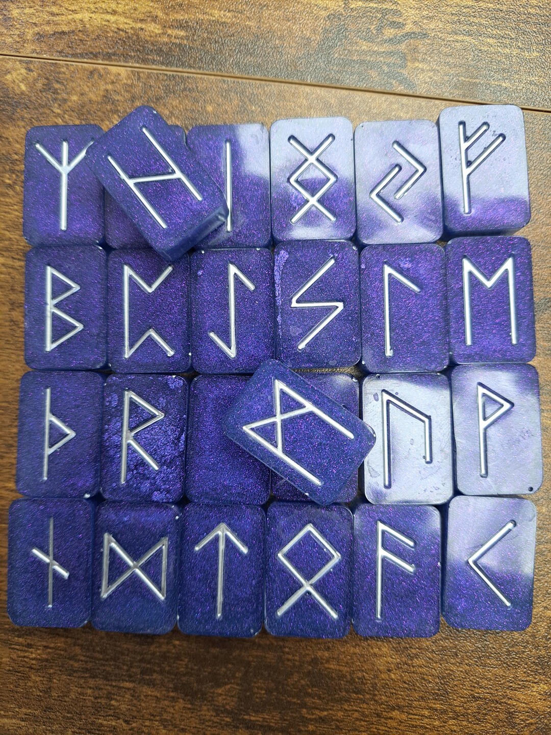 Resign Rune Hand Crafted Resin Rune Stone Set, Elder Futhark Fortune Telling ...