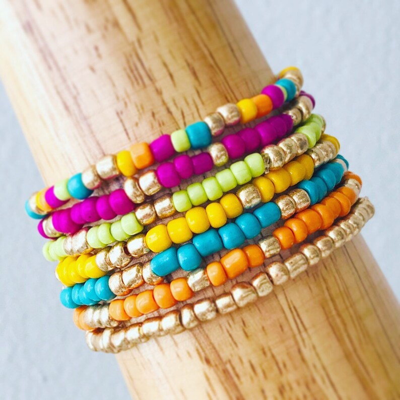Colorful Bracelets Stackable Bracelets Set of 7 Boho Style Bracelets Friendship Bracelets Seed Bead Bracelets Seed Bead Jewelry