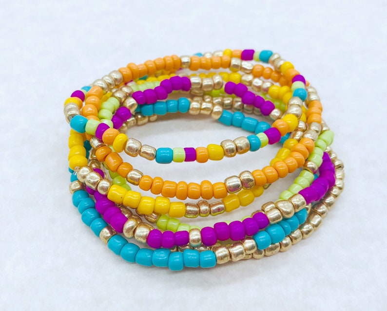Colorful Bracelets Stackable Bracelets Set of 7 Boho Style Bracelets Friendship Bracelets Seed Bead Bracelets Seed Bead Jewelry