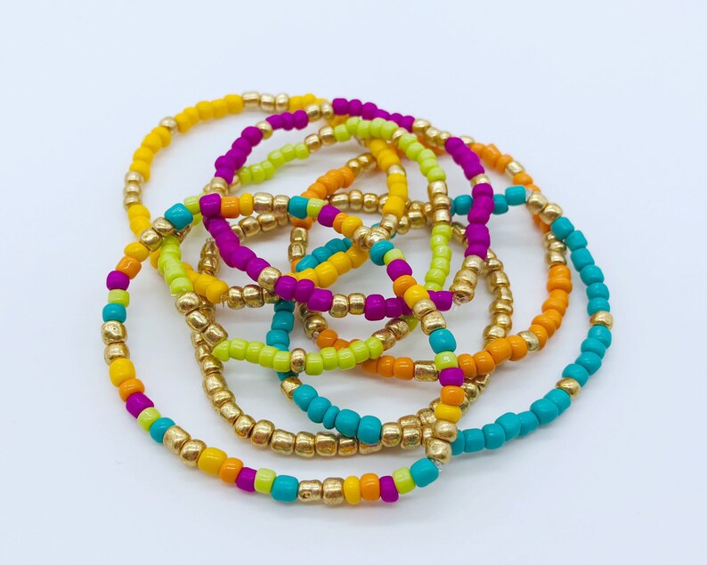 Colorful Bracelets Stackable Bracelets Set of 7 Boho Style Bracelets Friendship Bracelets Seed Bead Bracelets Seed Bead Jewelry
