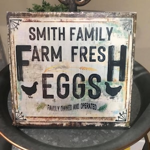 Custom Farm Fresh Eggs Sign, Tier Tray Sign 6x5.5"