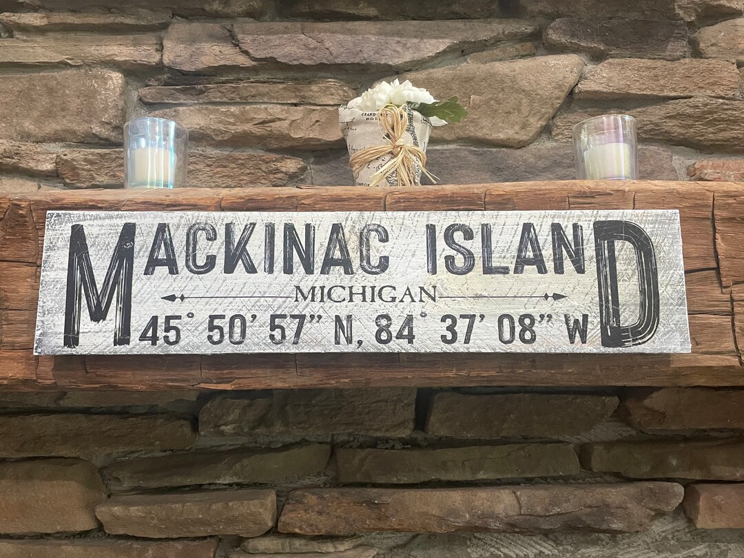 Rustic Wood Mackinac Island Sign. Distressed. 2ft X 6”. - Etsy