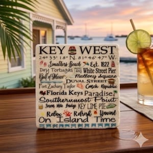 Key West subway art coaster, Tumbled Tile Coasters with Cork backing.