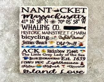 Nantucket Coaster.  4x4 tumbled tile