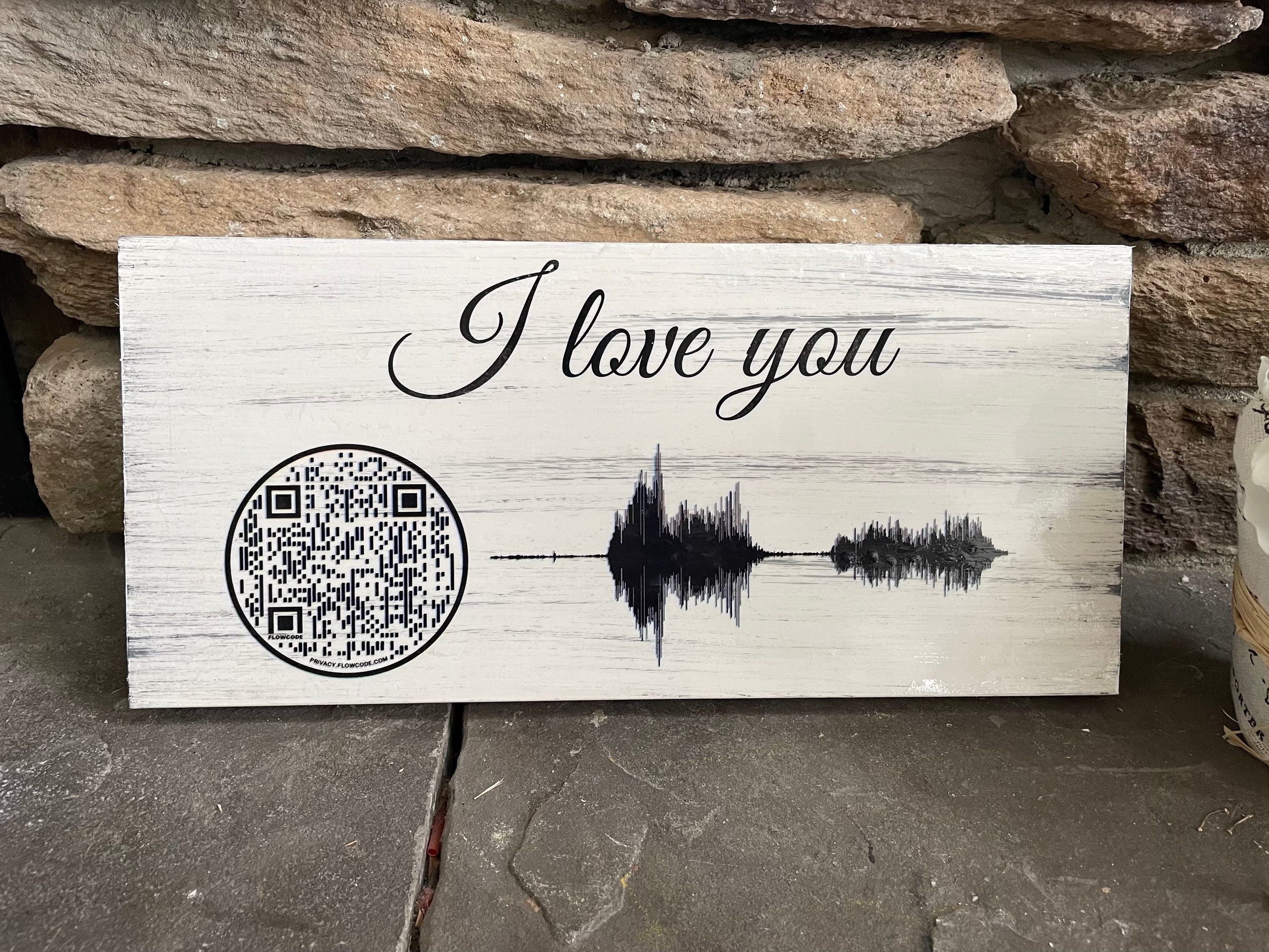 Personal Voicemail Message QR Code W/ Soundwave. Wood Sign