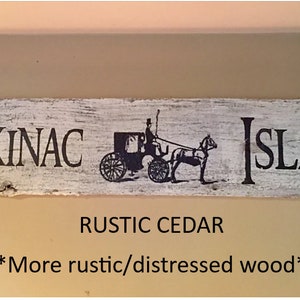 Mackinac Island Wood Sign with horse and carriage 24x5.5