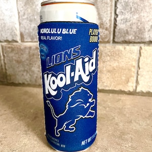 Honolulu Blue Detroit Lions Beverage Can Cooler, Kool Aid.  Neoprene. Can hugger. Cozie