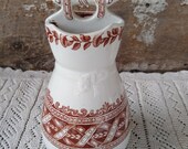 Antique Vase, Toothbrush Holder, Edge Malkin Co E.M. Co, Argyle Transferware, Reg. Mark 1879, 7 quot tall