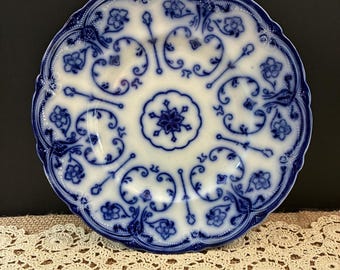 Antique Flow Blue Conway Dinner Plate by New Wharf / Blue and White China / Blue Transferware
