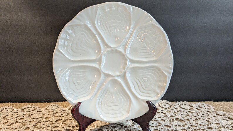Antique French Limoges White Porcelain Oyster Plate / French White China / French Decor / Made in France