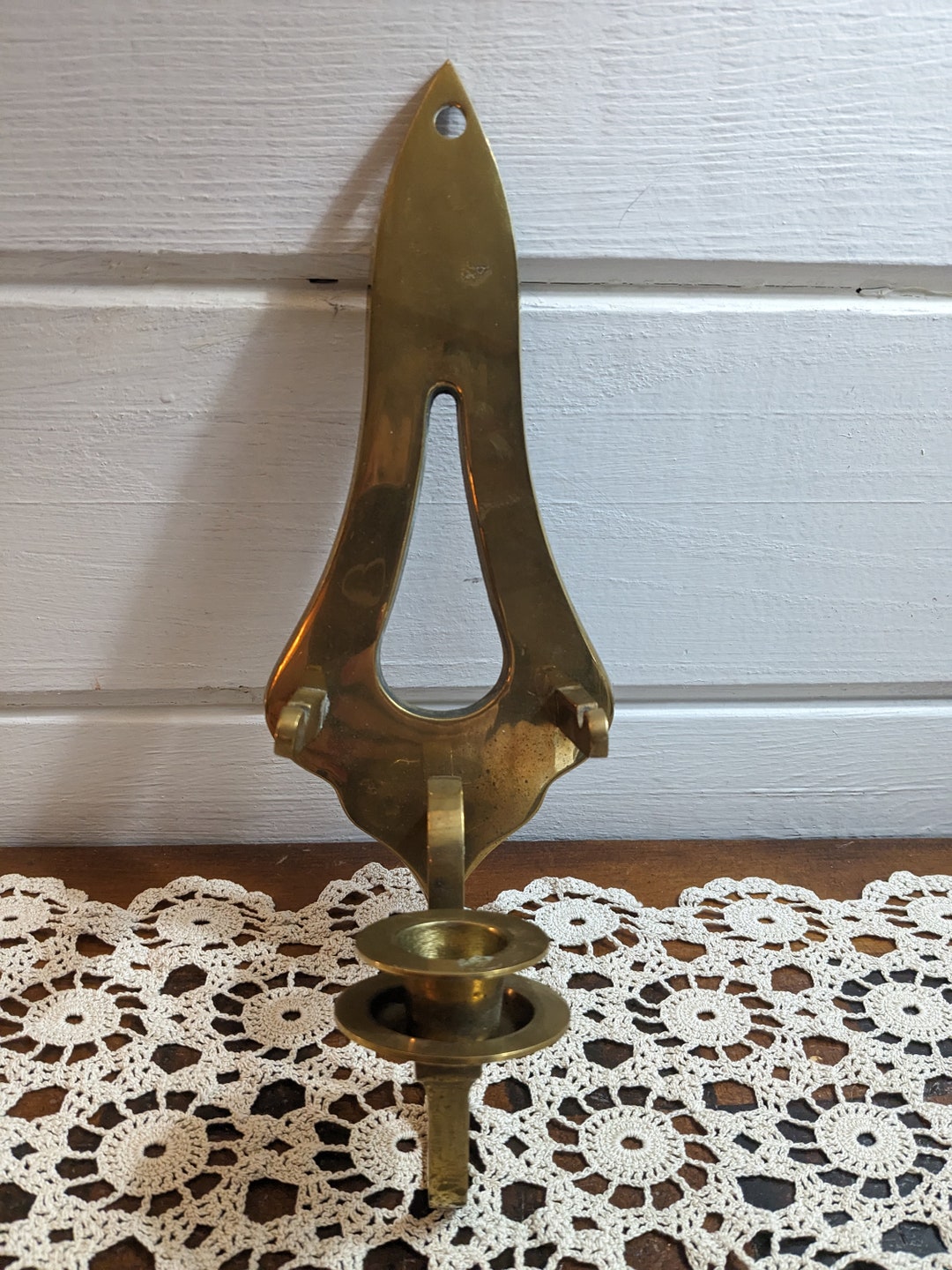 Vintage Brass Wall Candlestick Holder and Plate Holder Etsy