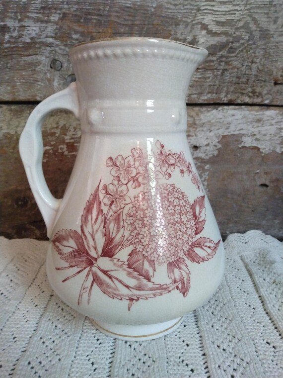 Ironstone Brown Transferware Pitcher 8 Tall Early Etsy