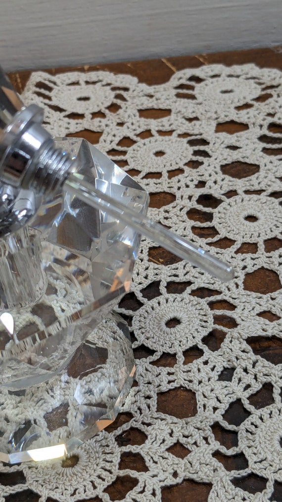 Vintage Heavy Crystal Glass Perfume Bottle with D… - image 4