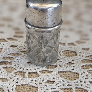 Antique Sterling Silver and Glass Smelling Salts Bottle / Pill Bottle