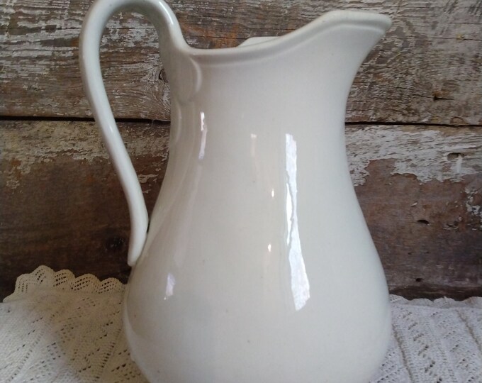 Antique White Ironstone Pitcher / Early 1900's / Farmhouse Decor Etsy