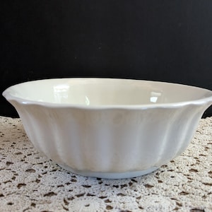 Antique White Ironstone Bowl: W. Adams English Fluted Bowl