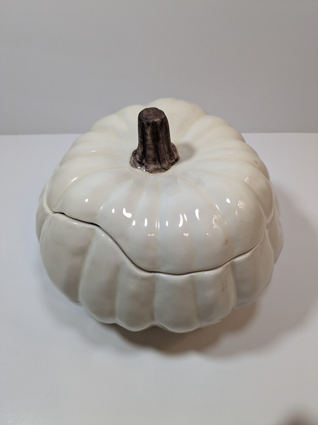 Vintage Ceramic Pumpkin Candy Dish / Pottery Barn Etsy