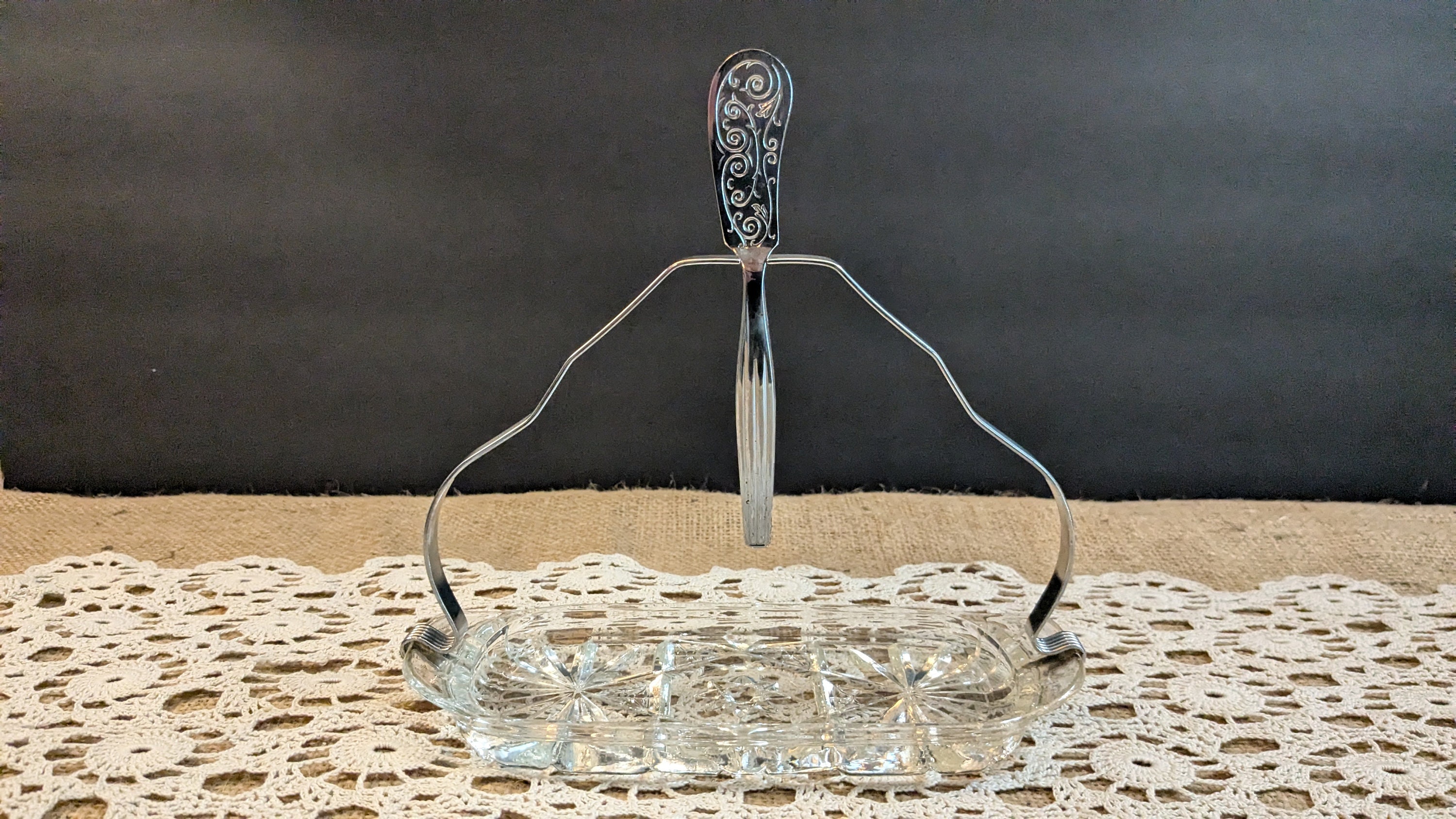 Vintage Glass Butter Dish with Stainless Knife and Holder - Etsy 日本