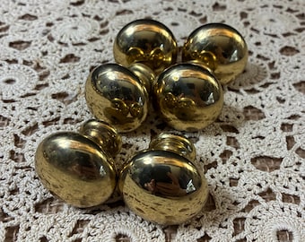 Vintage Set of 6 Solid Brass Draw Pulls, Knobs / 3 SETS AVAILABLE / Mid Century Modern Hardware