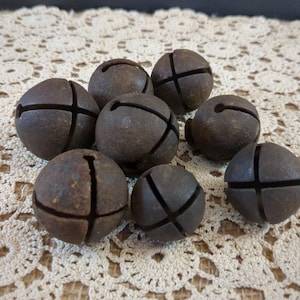 Antique Sleigh Bells Set of 8: Farmhouse Christmas Decor, Crafting Bells
