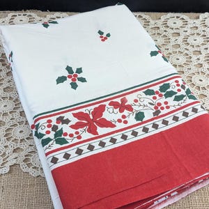 Toalha de mesa de Natal vintage com poinsétia: vermelha, branca e verde - 122 cm x 172 cm