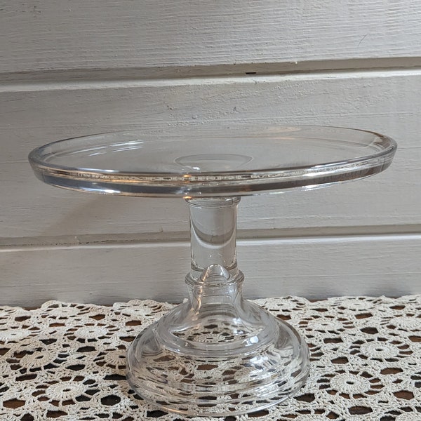 Antique EAPG Clear Glass Cake Pedestal / 6" tall Clear Glass Cake Stand / Dessert Stand / Wedding Cake Stand / Bridal Party Decor
