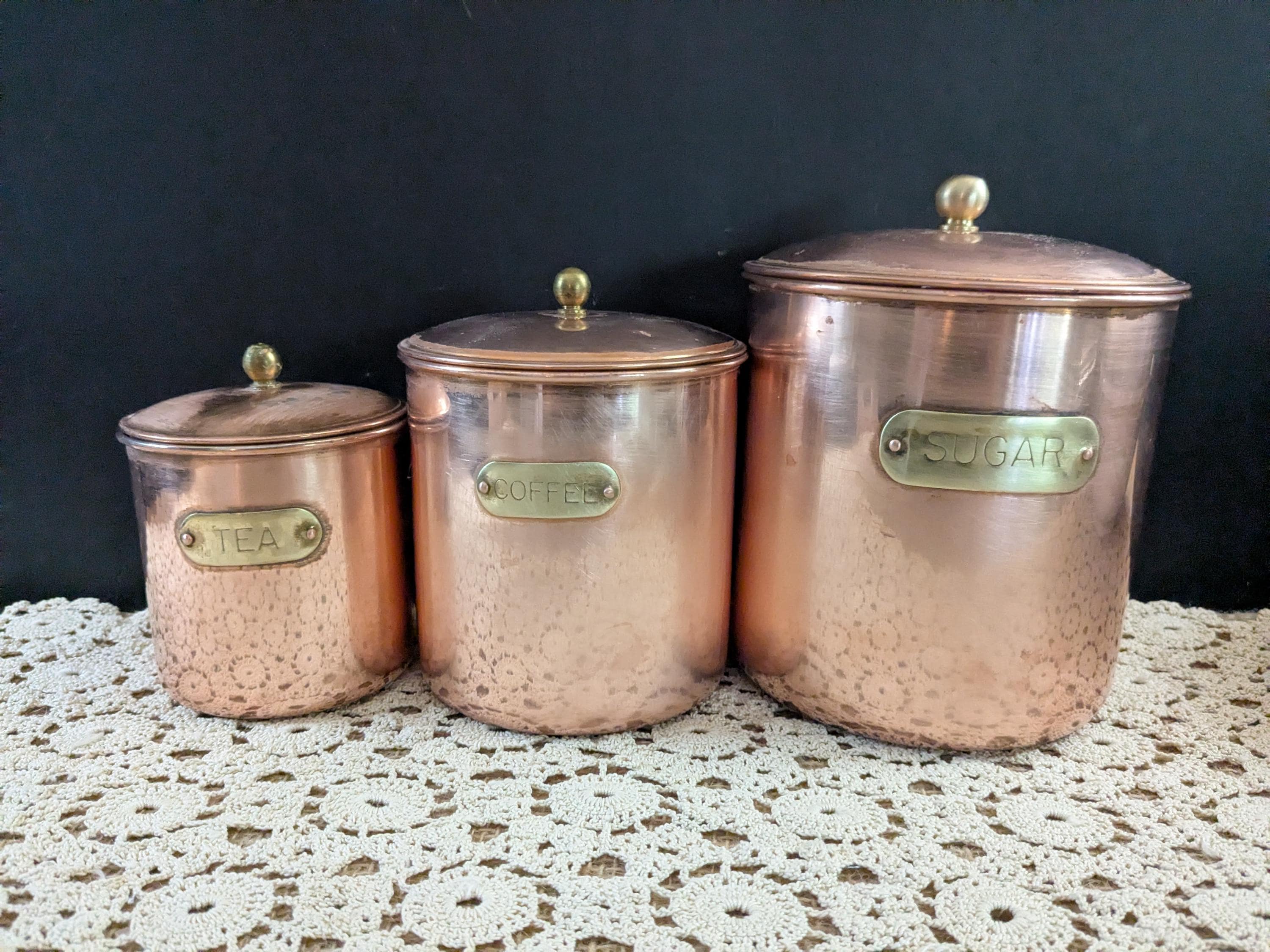 Ombre Copper Tea Sugar Coffee Canisters Rose Gold Tea Coffee Sugar