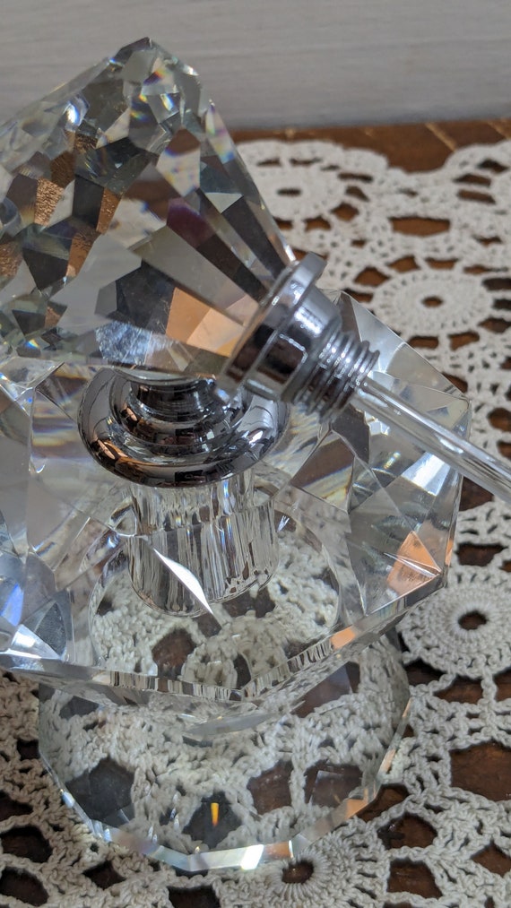 Vintage Heavy Crystal Glass Perfume Bottle with D… - image 3
