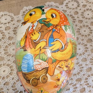 Antique Large West German Paper Mache Candy Container 7 1/2&quot; x 5&quot;  / Paper Mache German Easter Egg / Collectible German Easter Egg