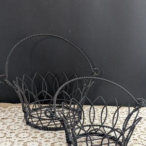 Antique Pair of French Wire Baskets / Bread or Egg Baskets / Farmhouse Decor / French Country Decor / Farmhouse Basket Lights