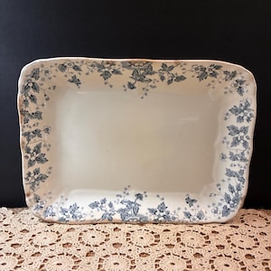 Antique Blue and White Platter by John Maddock & Sons, Royal Vitreous / English Transferware
