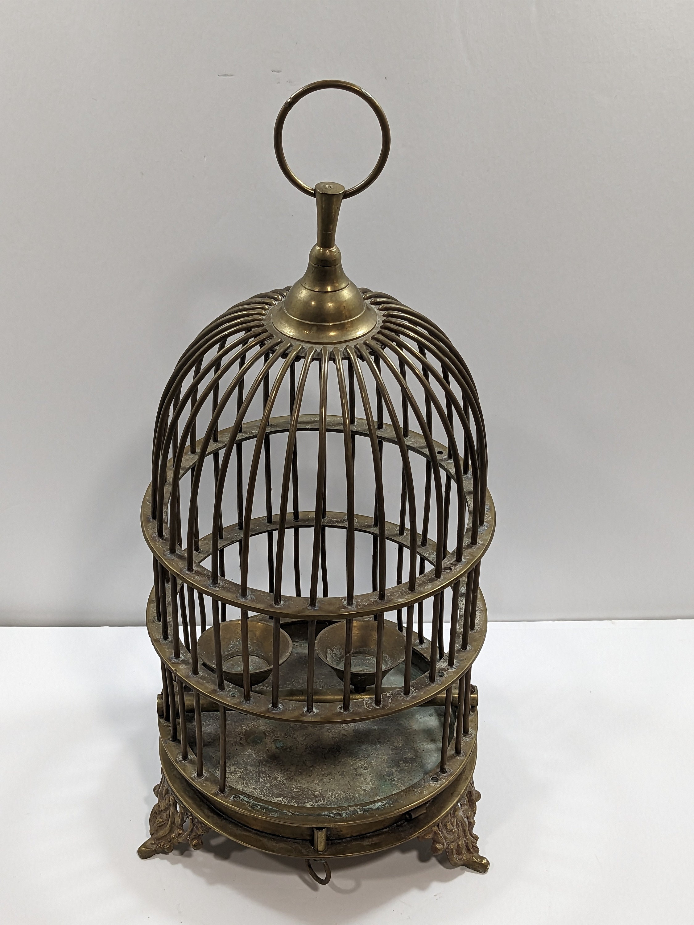 Vintage Brass Bird Cage / Mid Century Brass Decor 