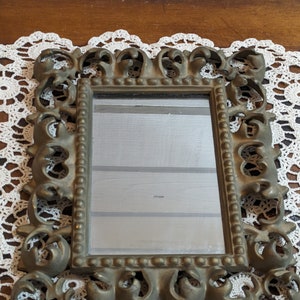 Antique Heavy Brass Wall Mirror / Victorian Decor