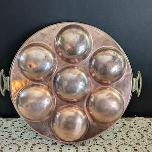 Vintage French Copper Egg Poacher: Farmhouse Kitchen Decor, c. 1930s