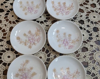 Six Austria Pink Floral Butter Pats