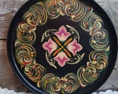 Vintage Wooden Hand Painted Serving Tray Dutch Scandinavian Home Decor
