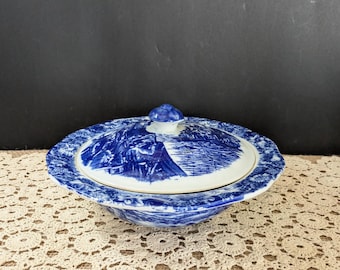 Sopera con tapa Ironstone Blue Liberty, cazuela