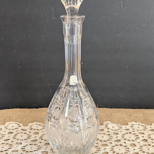 Vintage Hand Cut Lead Crystal Glass Liquor Decanter / Mid Century Barware