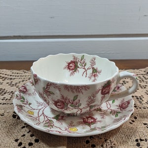 Copeland Spode Rosebud Chintz Tea Cup, Coffee Cup / Red Floral Dinnerware / Red Transferware / Farmhouse Decor