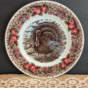 Royal Stafford Turkey 10 7/8&quot; Dinner Plate / Burslem England / Thanksgiving Dinnerware / 15 AVAILABLE