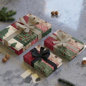 Patchwork kerstboom cadeaupapierrol | Patroon voor een kerstboom