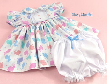 Baby Girl Easter Bunny Dress with Diaper Cover (Size 3 Months)