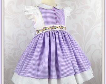 Toddler Girl Dress, Easter Dress, Size 24 Months, Vintage Inspired, Gingham, Eyelet Lace