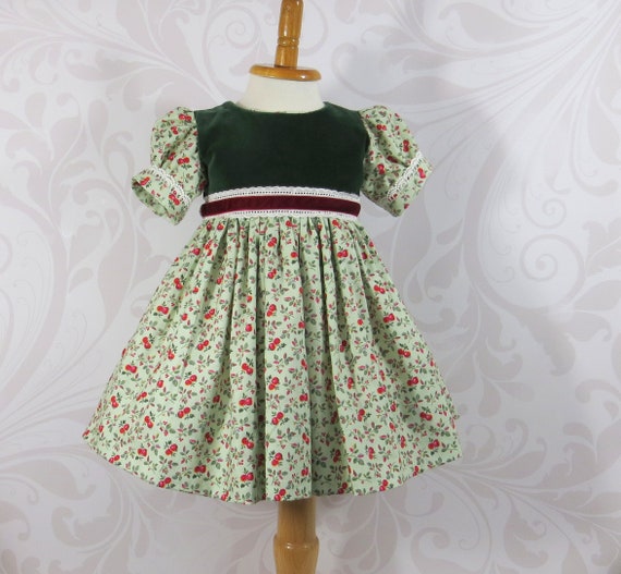 green velvet baby girl dress